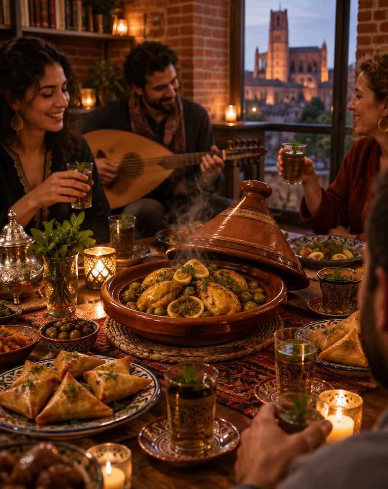 L'ambiance de Tajine et thé à la menthe à Saint-Salvy